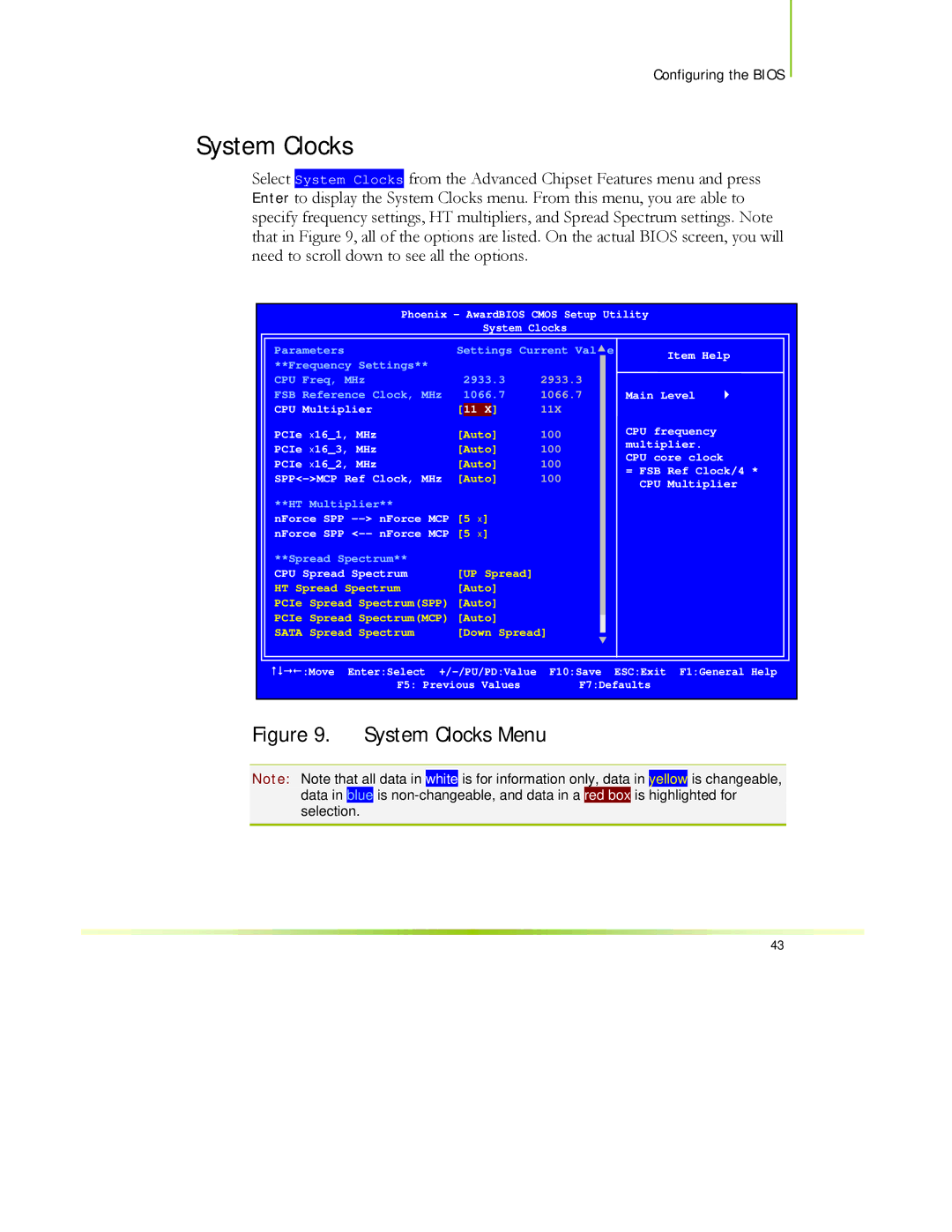 EVGA 122-CK-NF68-XX manual System Clocks, CPU Spread Spectrum 