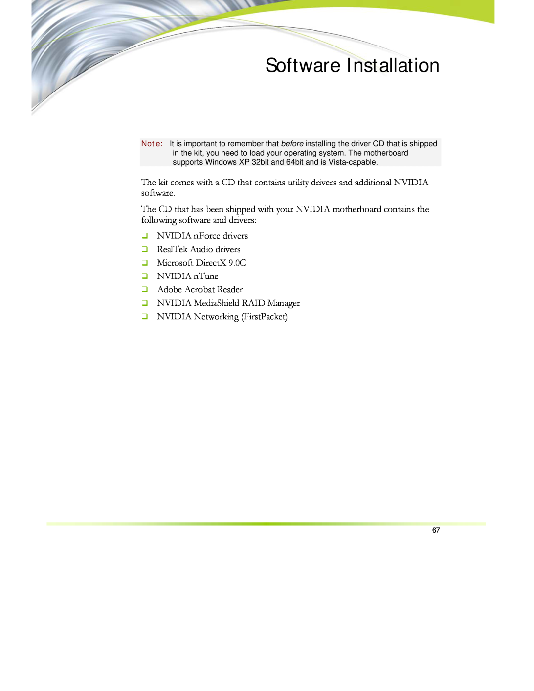 EVGA 122-CK-NF68-XX manual Software Installation 