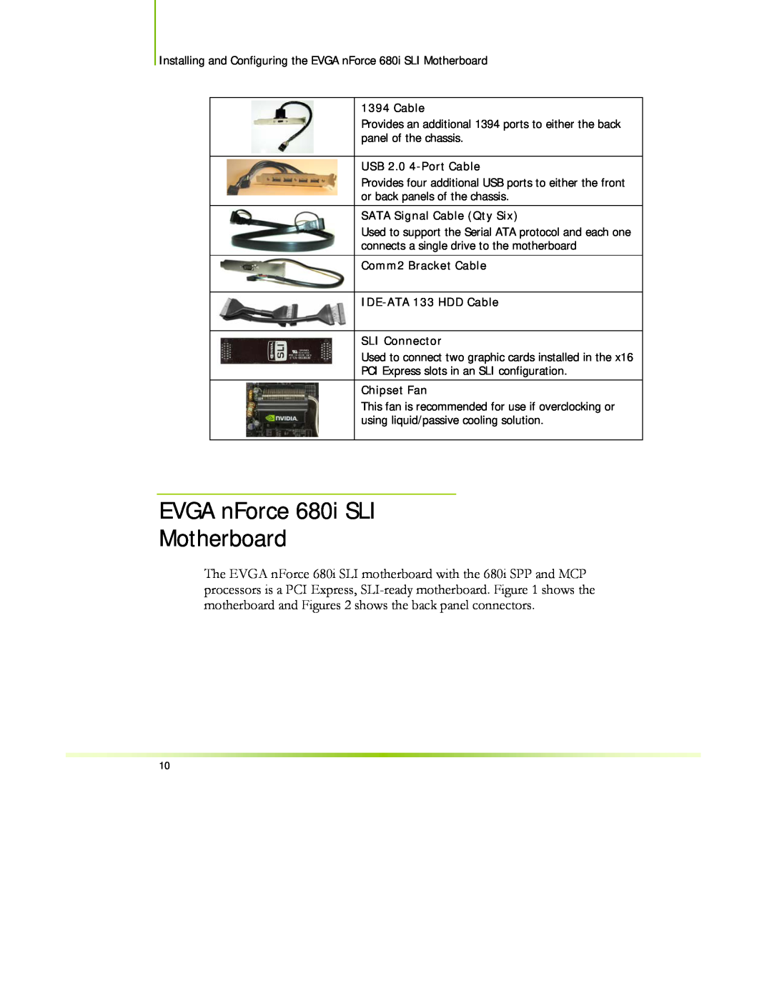 EVGA 122-CK-NF68-XX EVGA nForce 680i SLI Motherboard, USB 2.0 4-Port Cable, SATA Signal Cable Qty Six, Chipset Fan 
