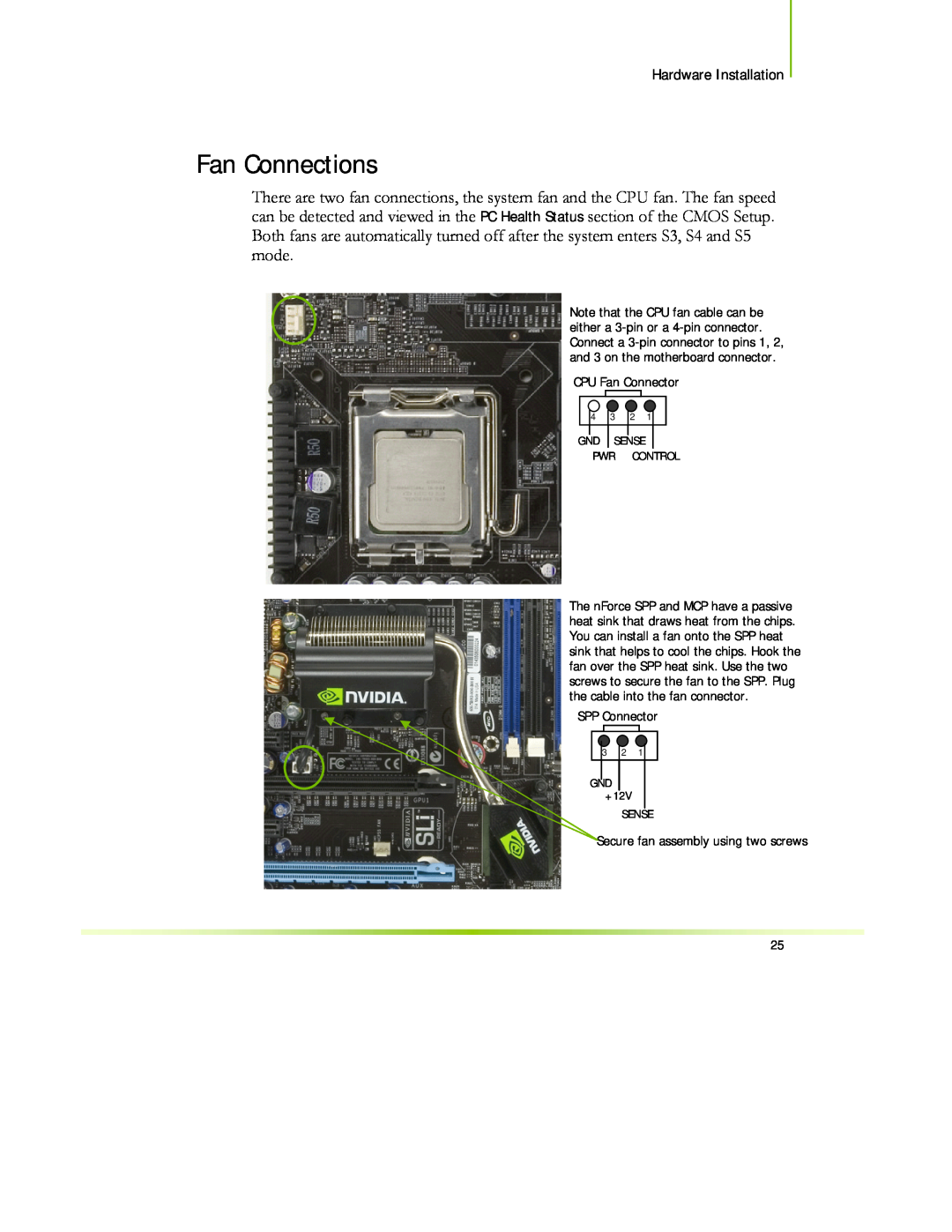 EVGA 122-CK-NF68-XX manual Fan Connections, Hardware Installation 