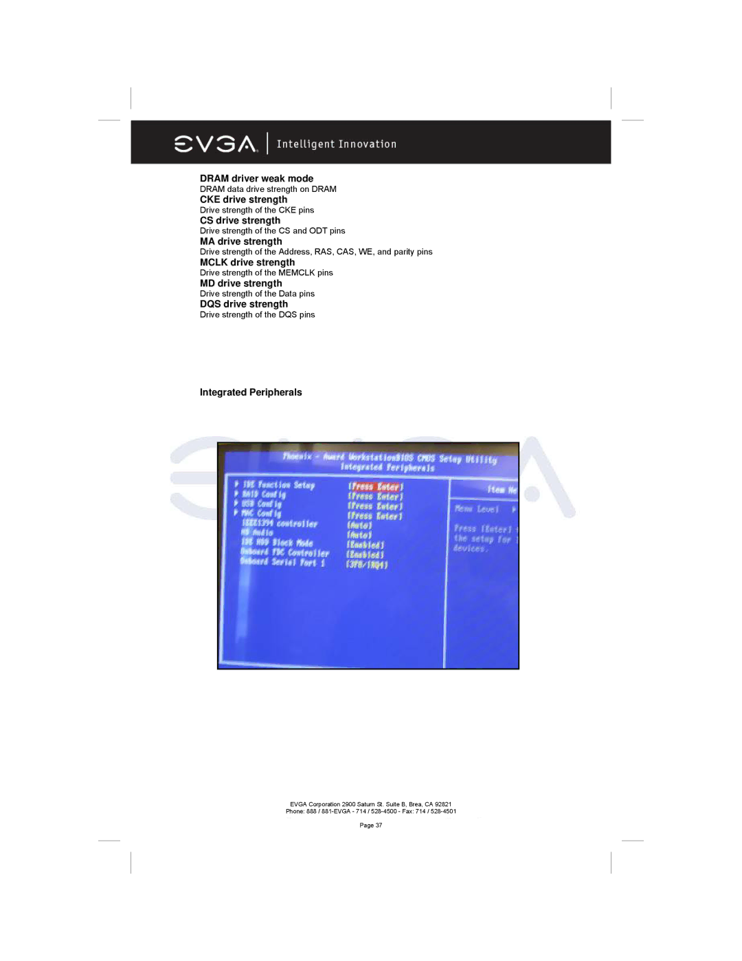 EVGA 122-M2-NF59-AX Dram driver weak mode, CKE drive strength, CS drive strength, MA drive strength, Mclk drive strength 