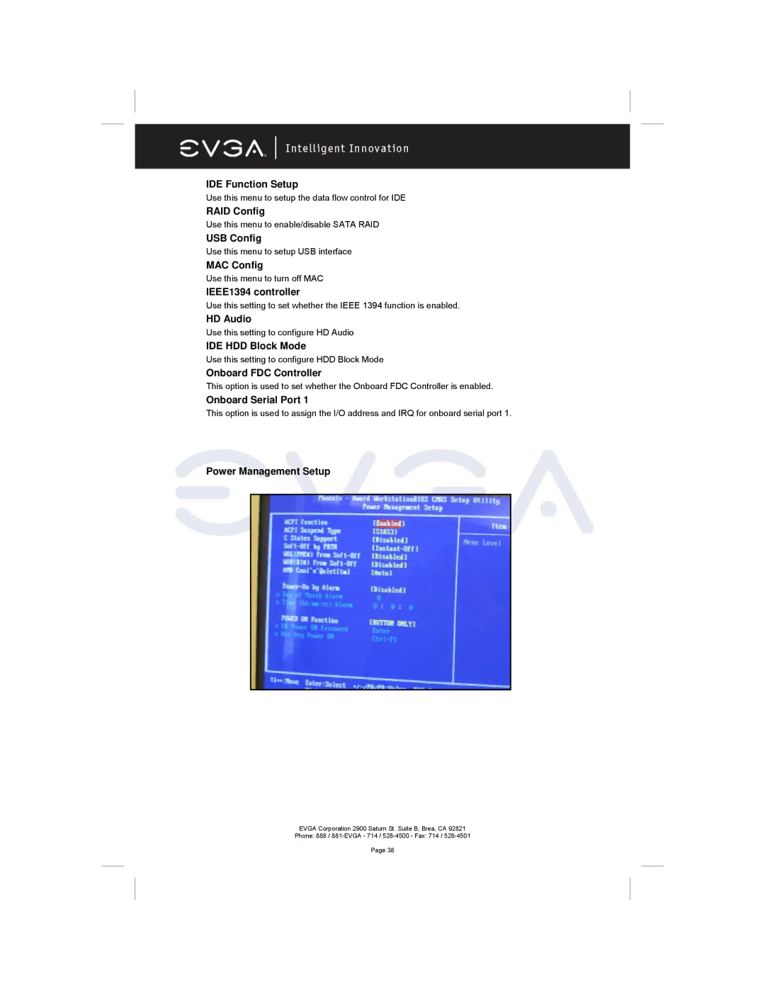 EVGA 122-M2-NF59-AX manual IDE Function Setup, RAID Config, USB Config, MAC Config, IEEE1394 controller, HD Audio 