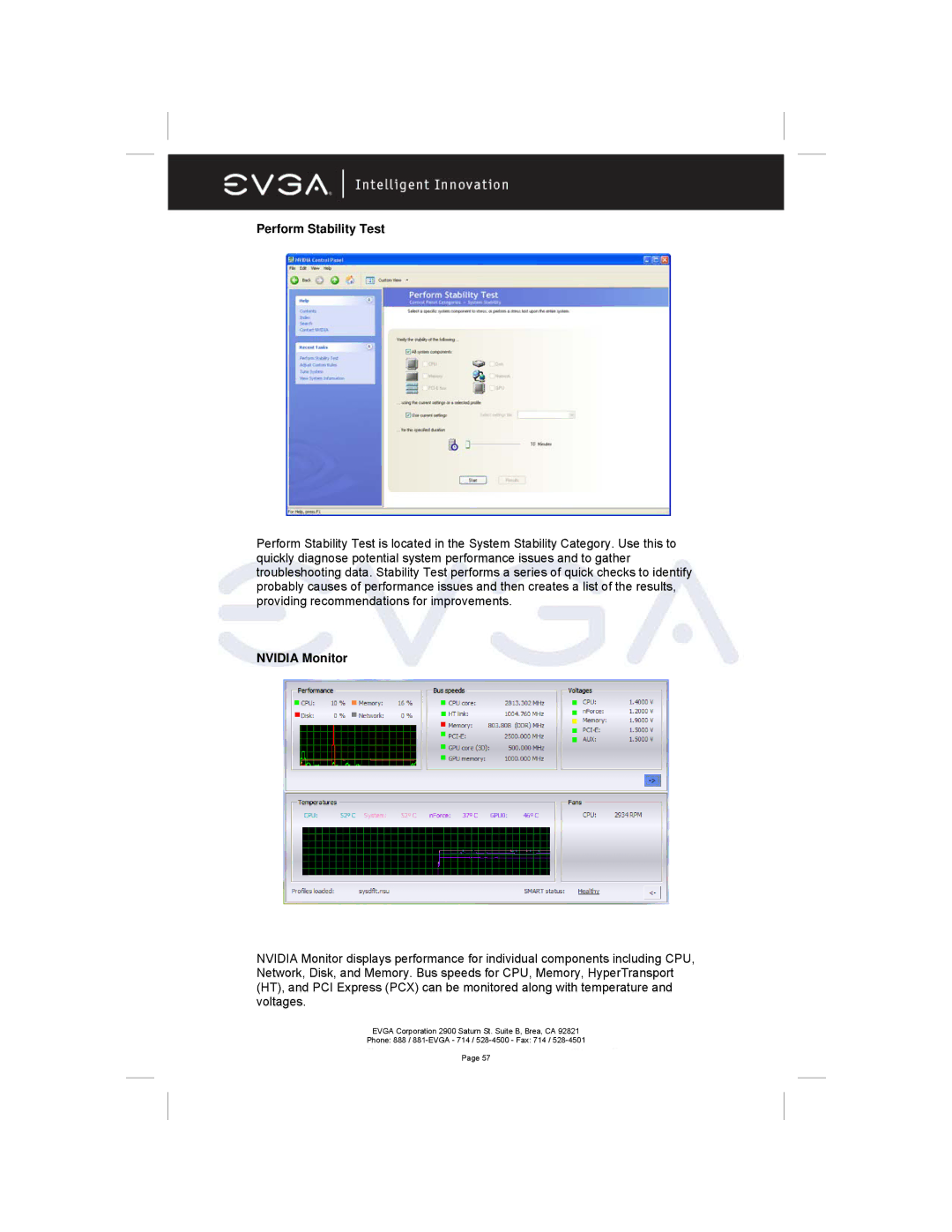 EVGA 122-M2-NF59-AX manual Perform Stability Test, Nvidia Monitor 