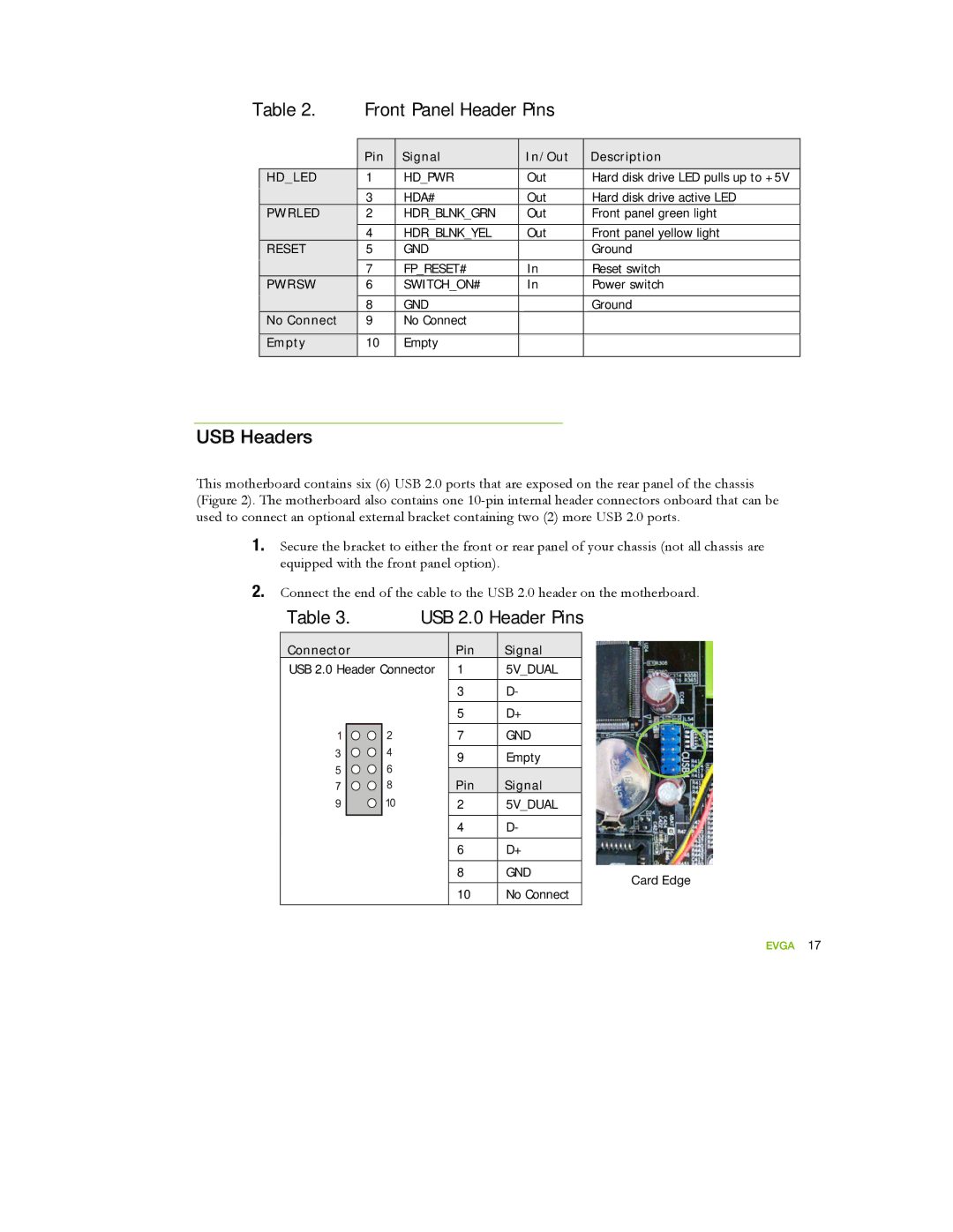 EVGA 122-YW-E173 manual USB Headers 