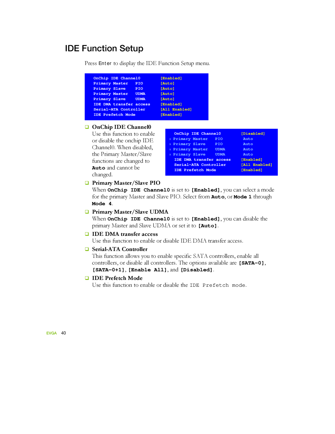 EVGA 122-YW-E173 manual IDE Function Setup 