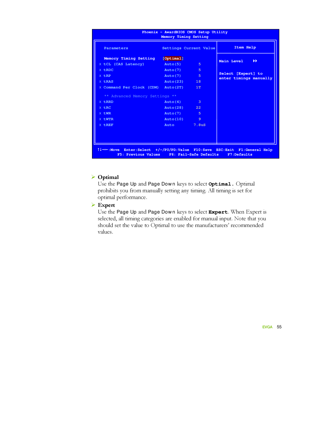 EVGA 122-YW-E173 manual ¾ Optimal, ¾ Expert 