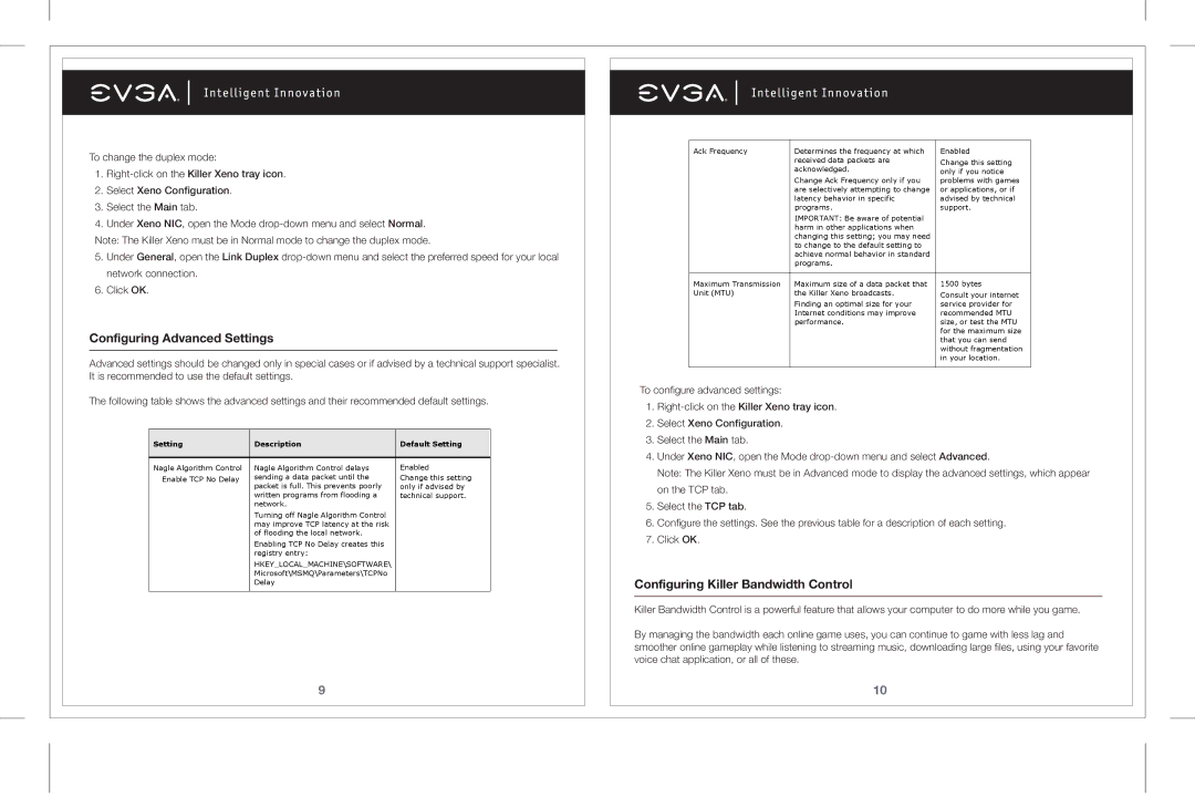 EVGA 128-P2-KN01 manual Configuring Advanced Settings, Configuring Killer Bandwidth Control 