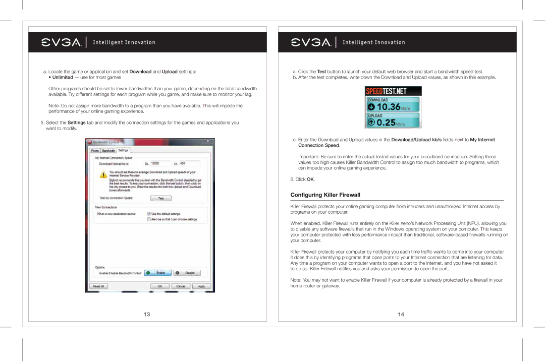 EVGA 128-P2-KN01 manual Configuring Killer Firewall 