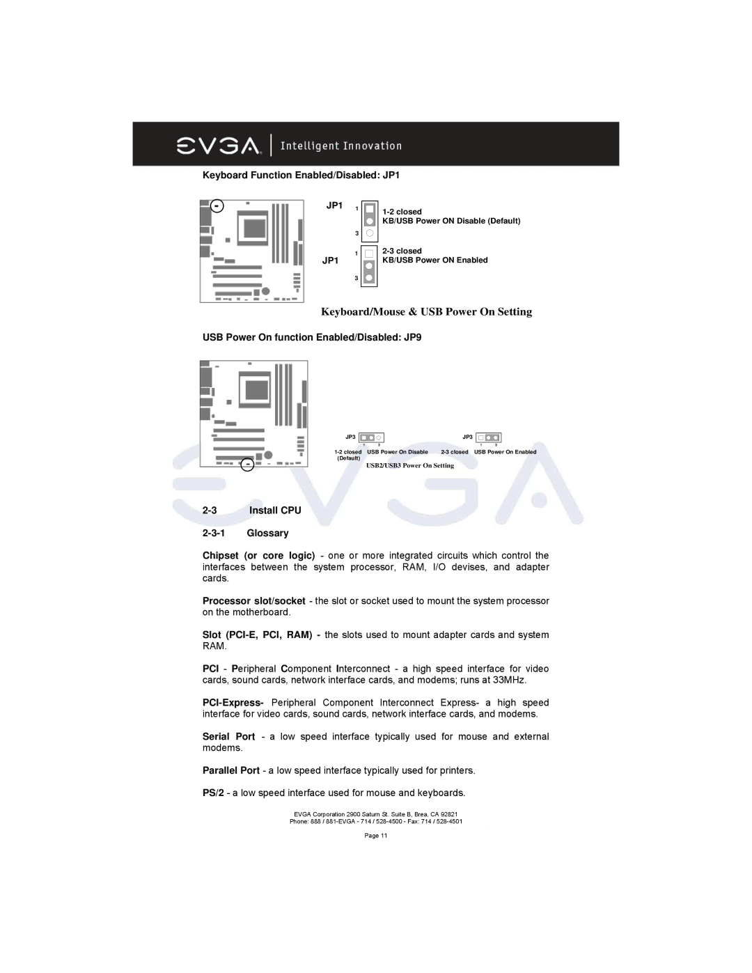 EVGA 131-K8-NF44-XX manual Keyboard Function Enabled/Disabled JP1, USB Power On function Enabled/Disabled JP9 