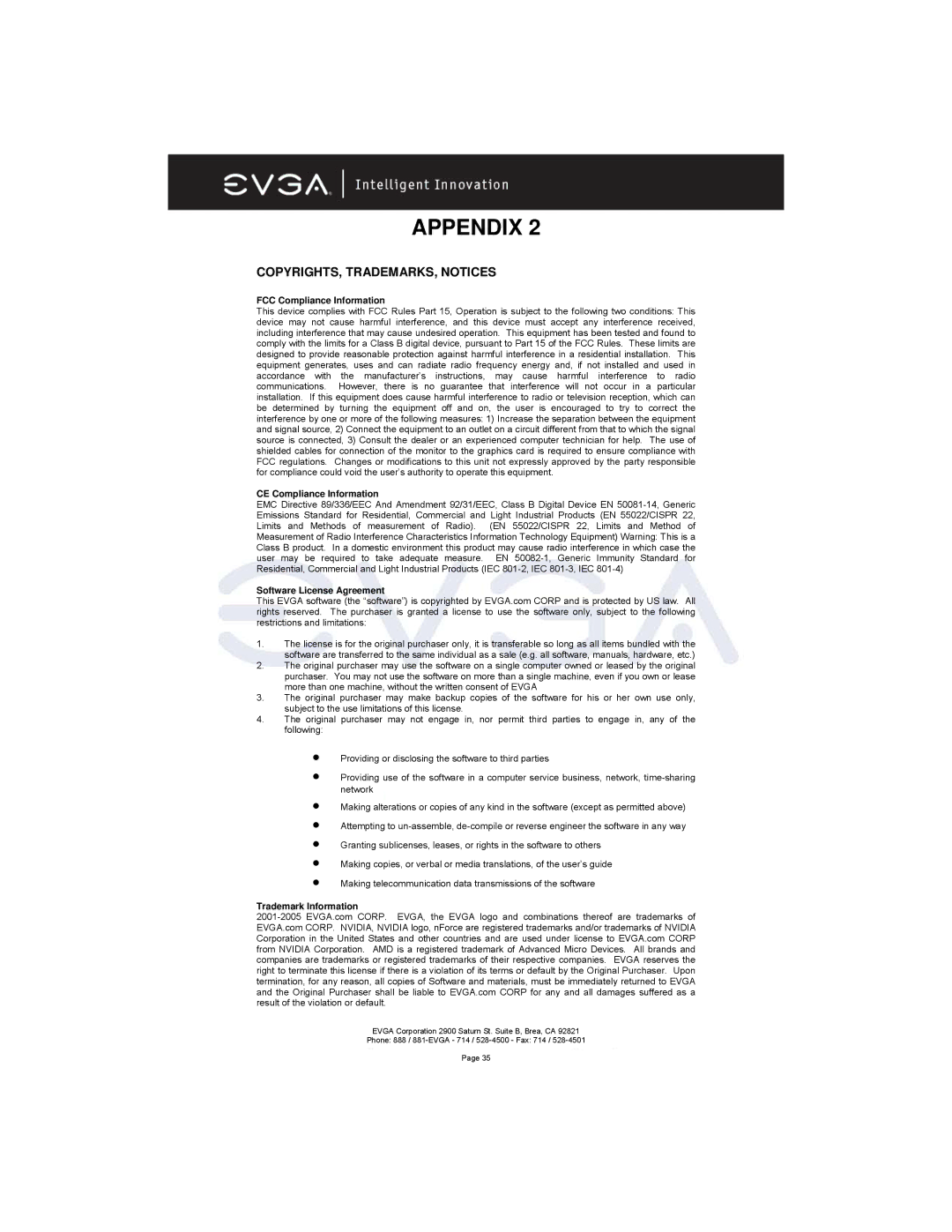 EVGA 131-K8-NF44-XX manual COPYRIGHTS, TRADEMARKS, Notices, FCC Compliance Information 