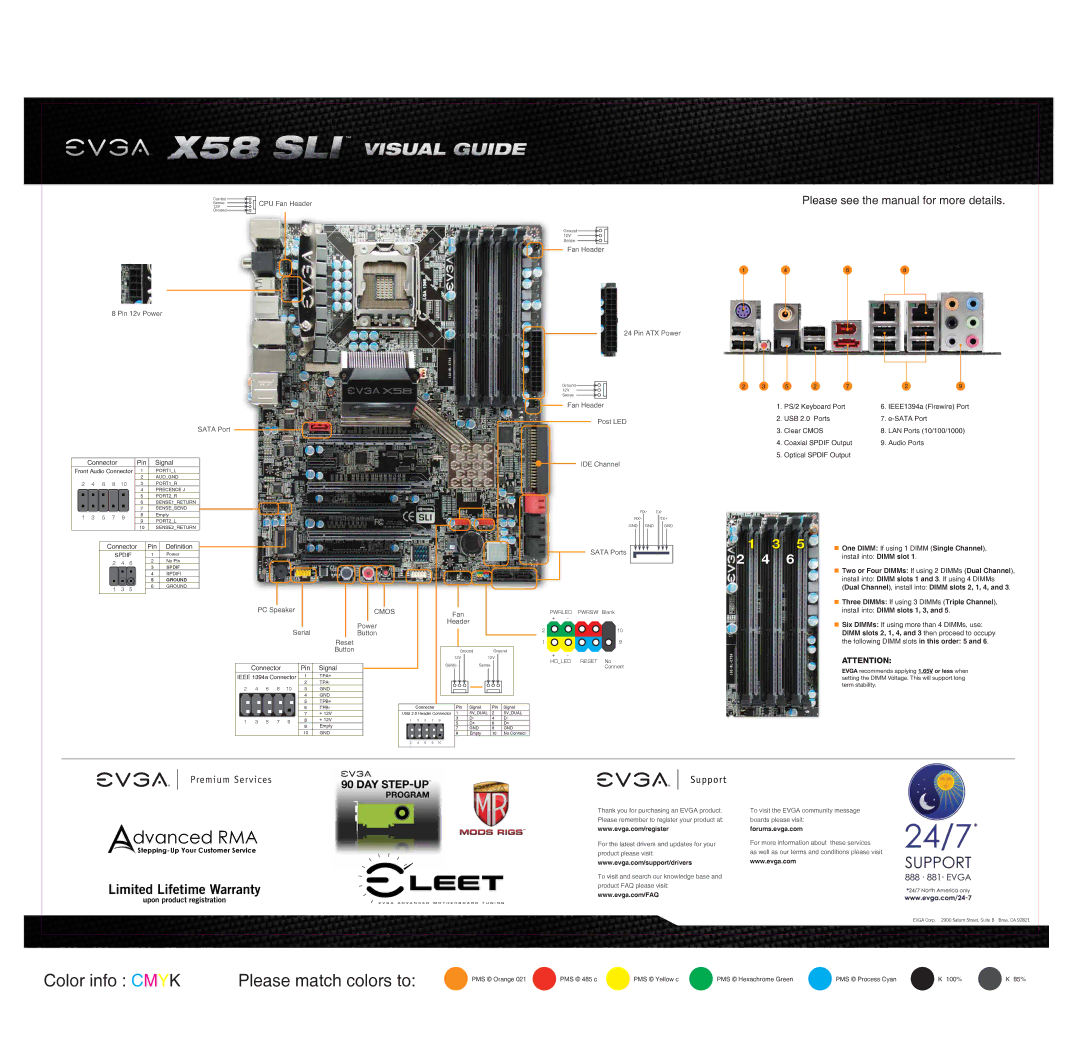 EVGA 132-BL-E758 warranty CPU Fan Header, Fan Header Pin 12v Power Pin ATX Power, Fan Header Post LED Sata Port 