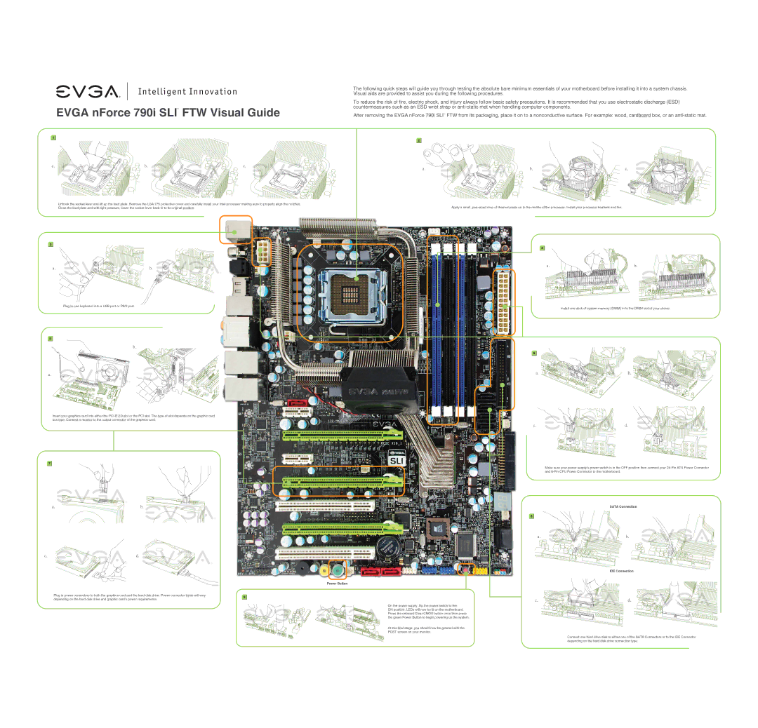 EVGA 132-YW-E179 manual Power Button, Sata Connection IDE Connection 