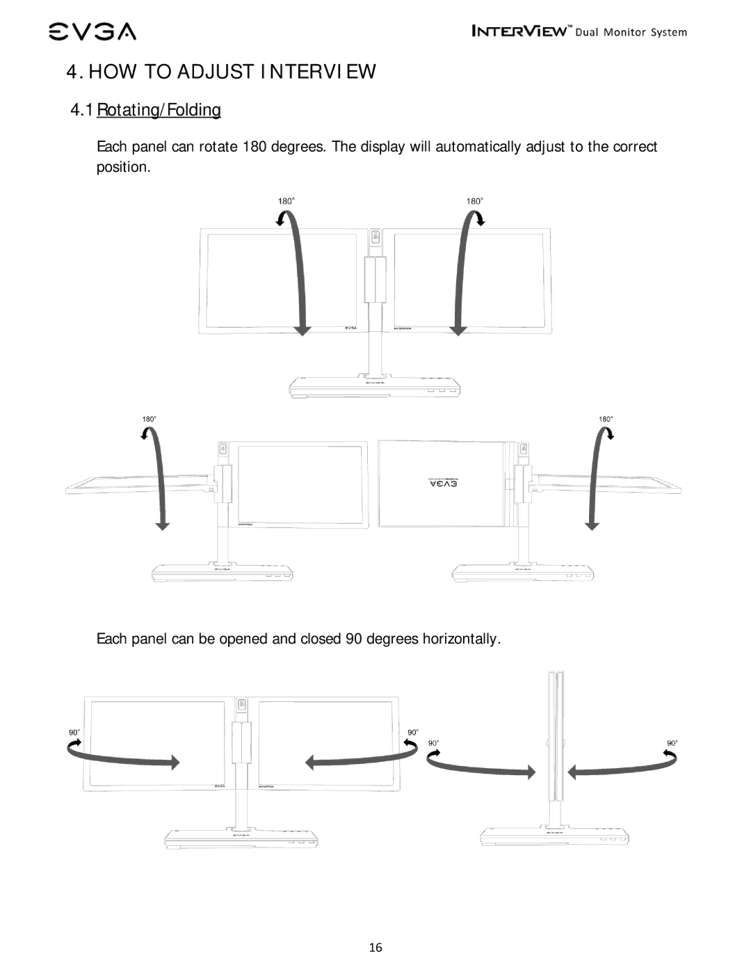 EVGA 200-LM-1700 manual HOW to Adjust Interview, Rotating/Folding 