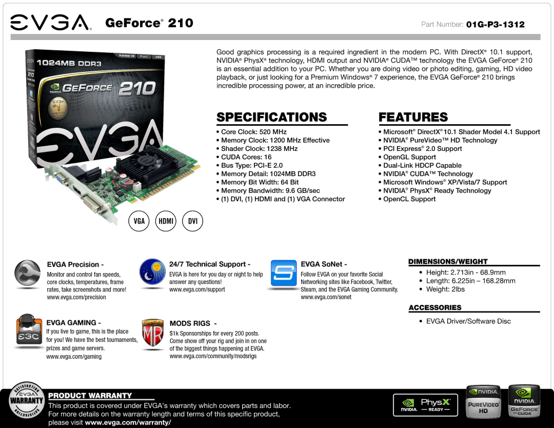 EVGA 210 manual 