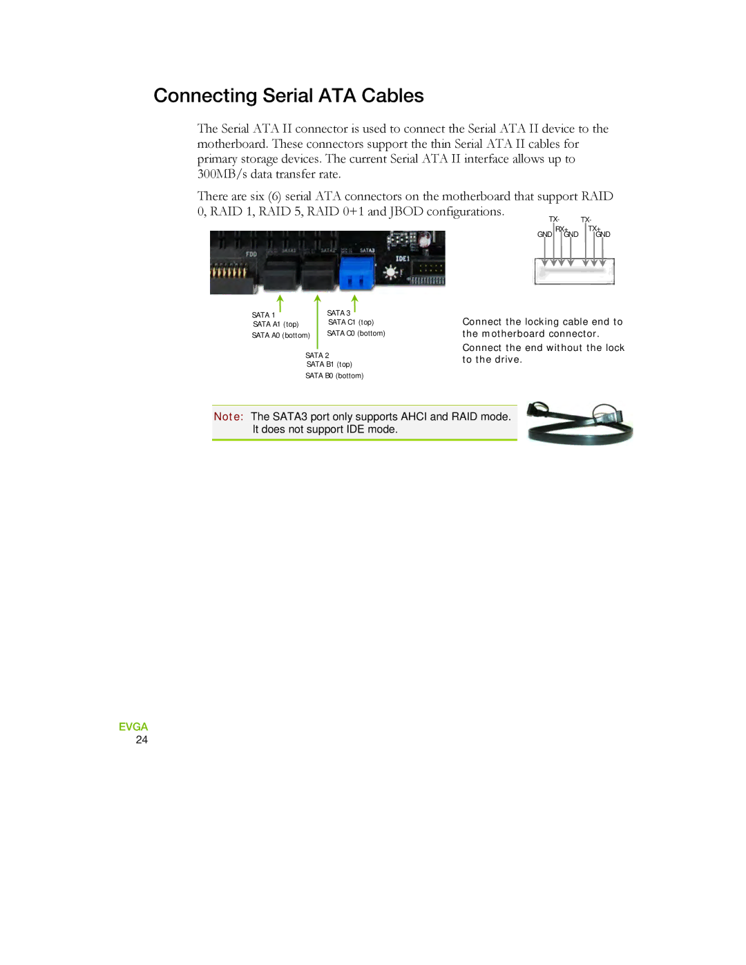 EVGA 730a manual Connecting Serial ATA Cables 