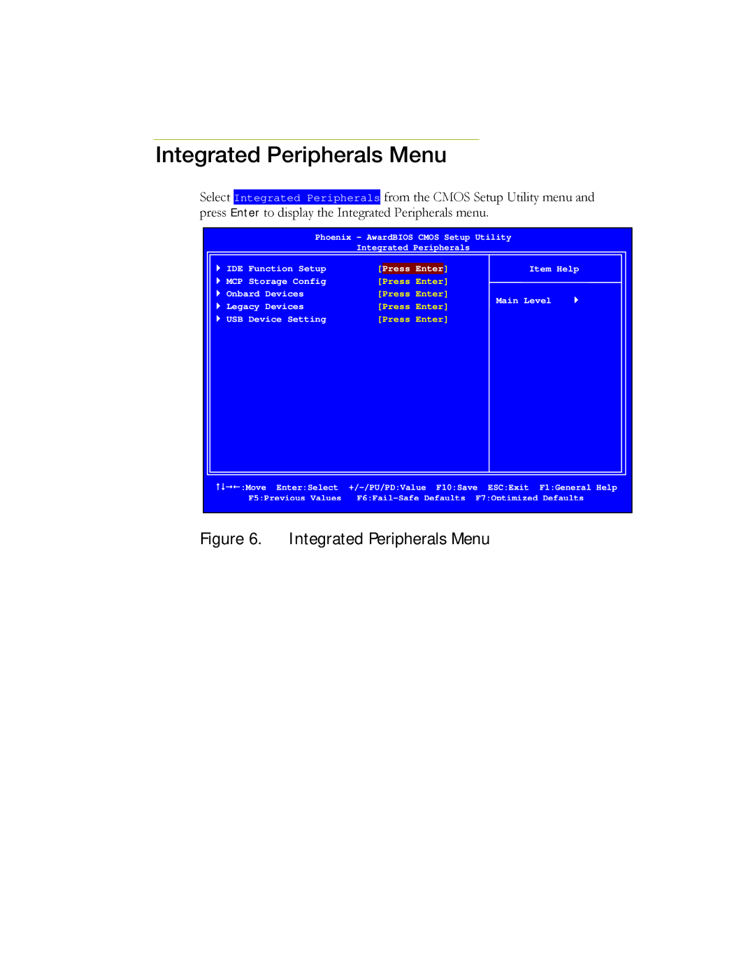 EVGA 730a manual Integrated Peripherals Menu, Usb 