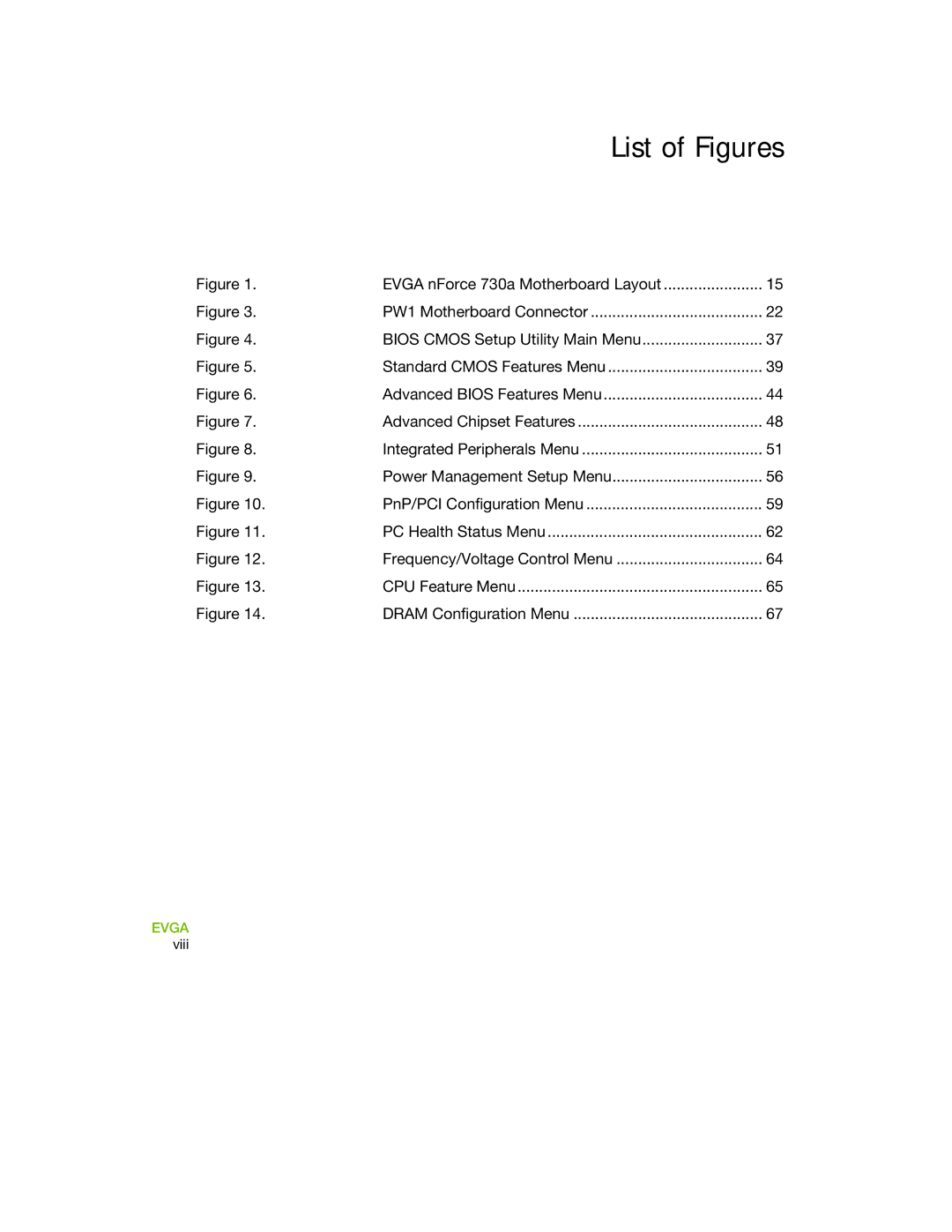 EVGA 730a manual List of Figures 