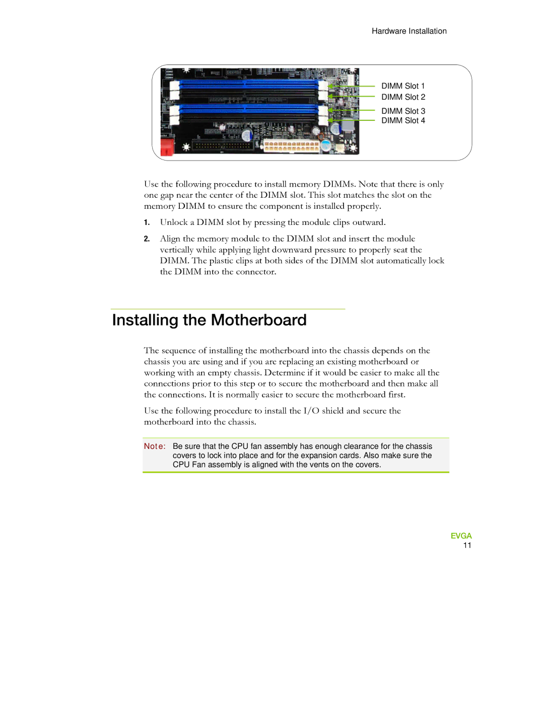 EVGA 730I manual Installing the Motherboard 