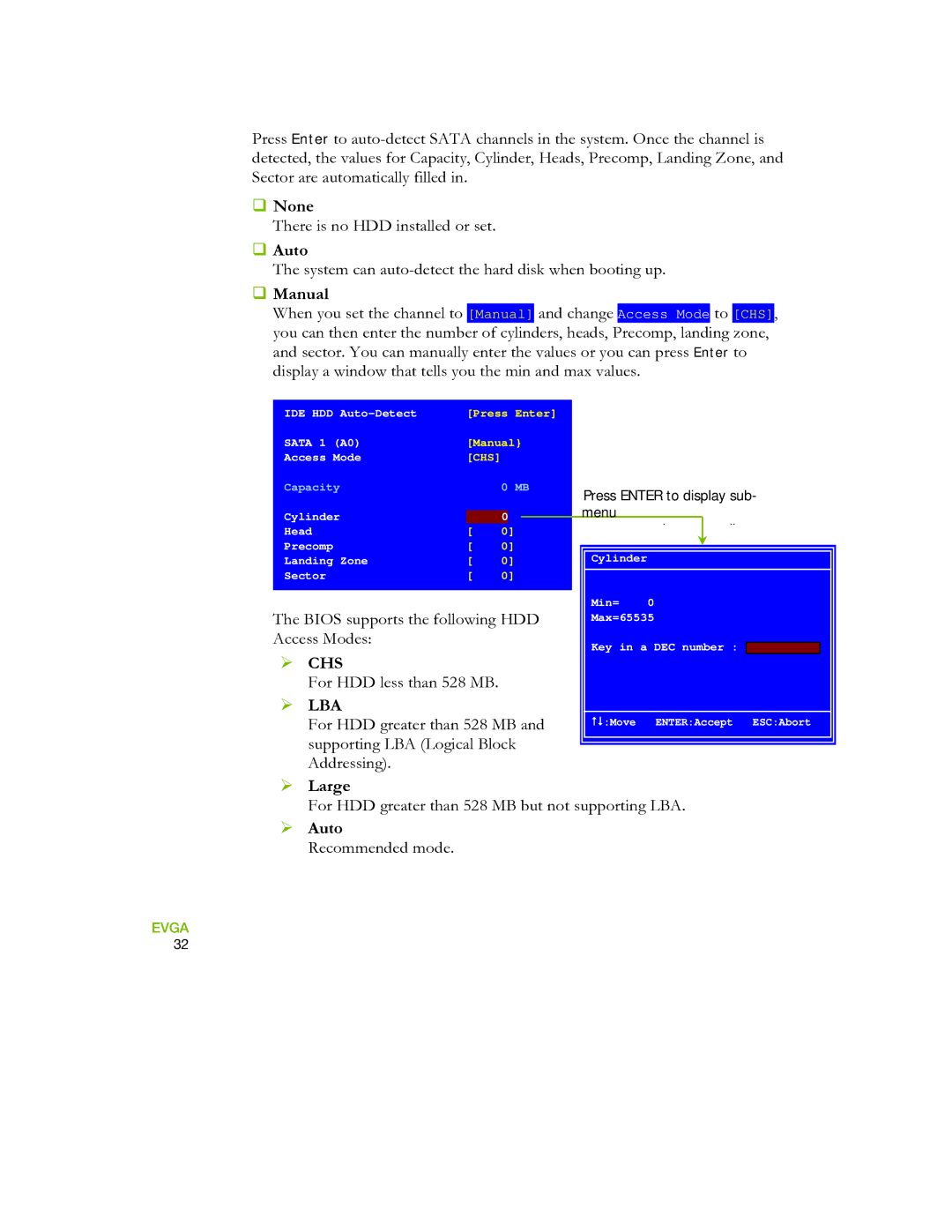 EVGA 730I manual ‰ None, ‰ Auto, ‰ Manual, ¾ Large, ¾ Auto 