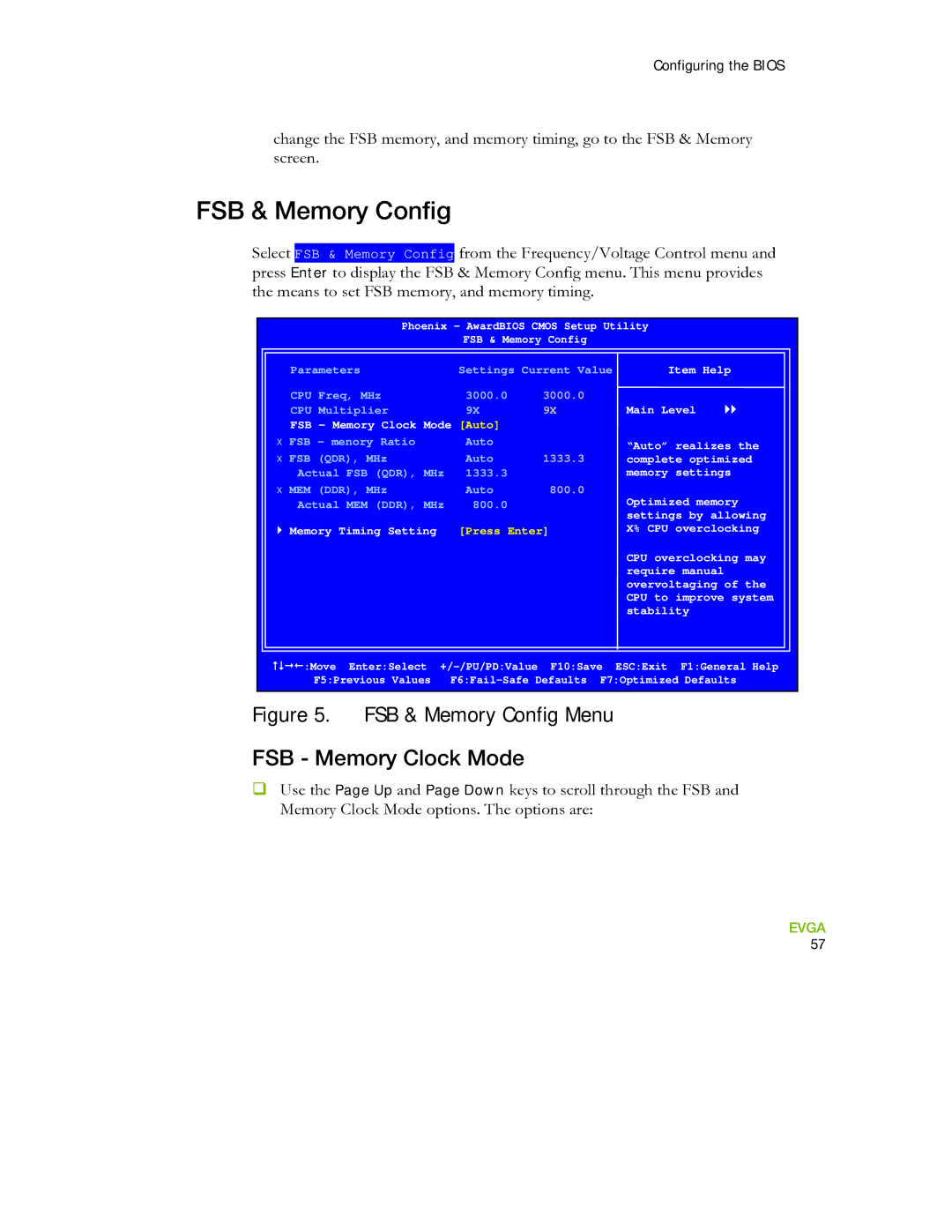 EVGA 730I manual FSB & Memory Config, FSB Memory Clock Mode 