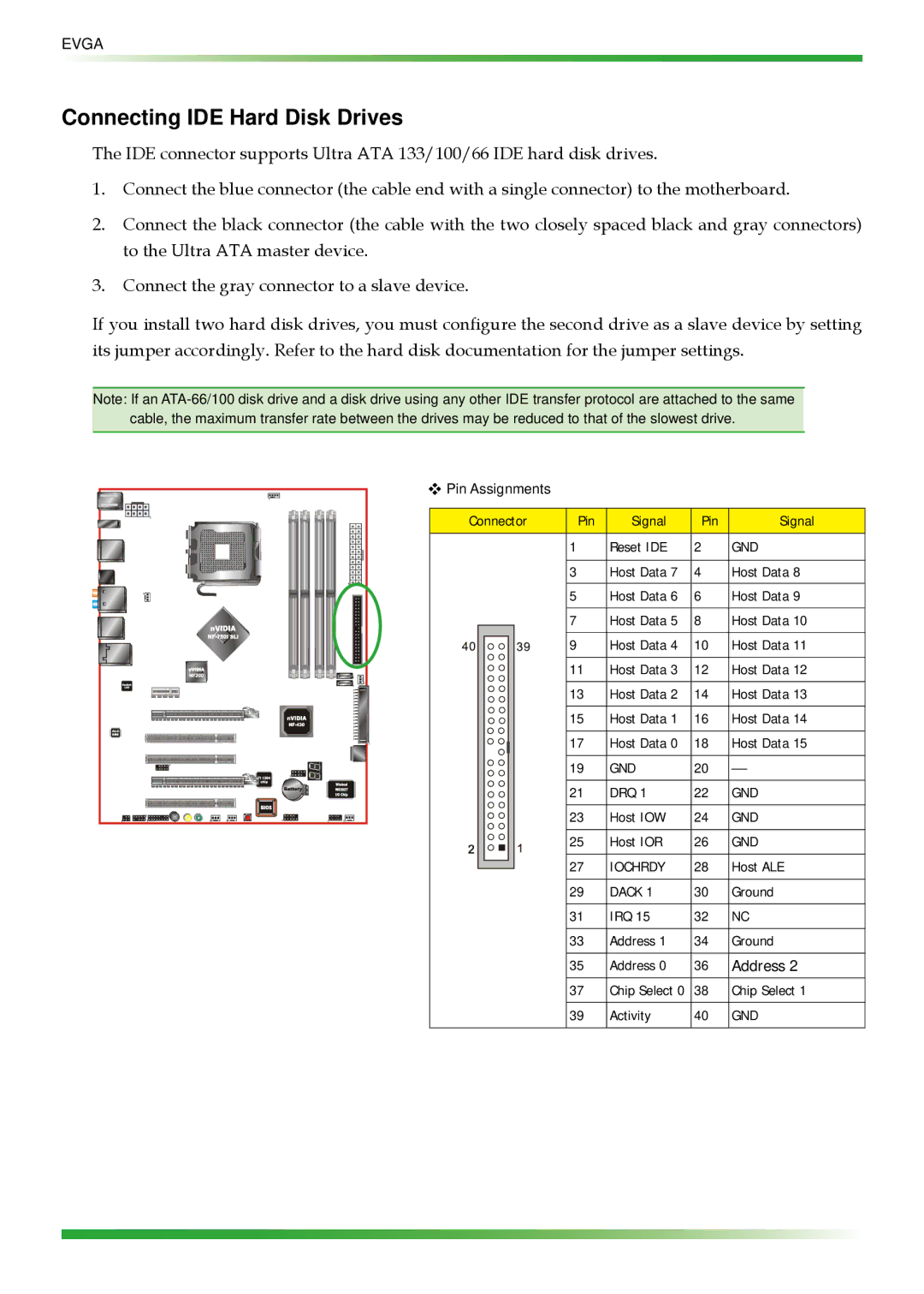 EVGA 750i SLI manual Connecting IDE Hard Disk Drives 