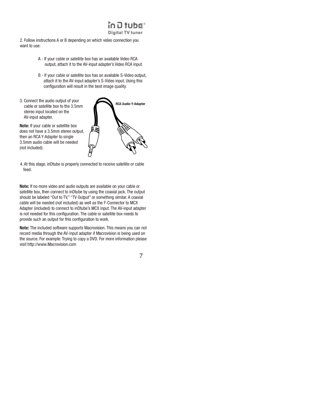 EVGA Digital TV Tuner, EV3A owner manual RCA Audio Y-Adapter 