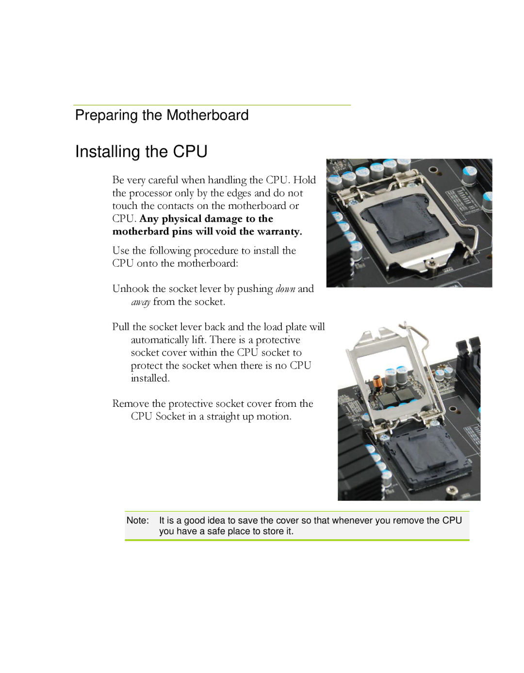 EVGA 121-LF-E652, P55 manual Installing the CPU, Preparing the Motherboard 