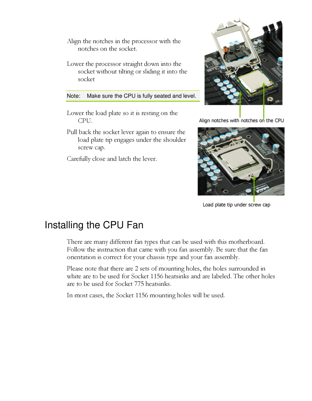 EVGA P55, 121-LF-E652 manual Installing the CPU Fan, Cpu 