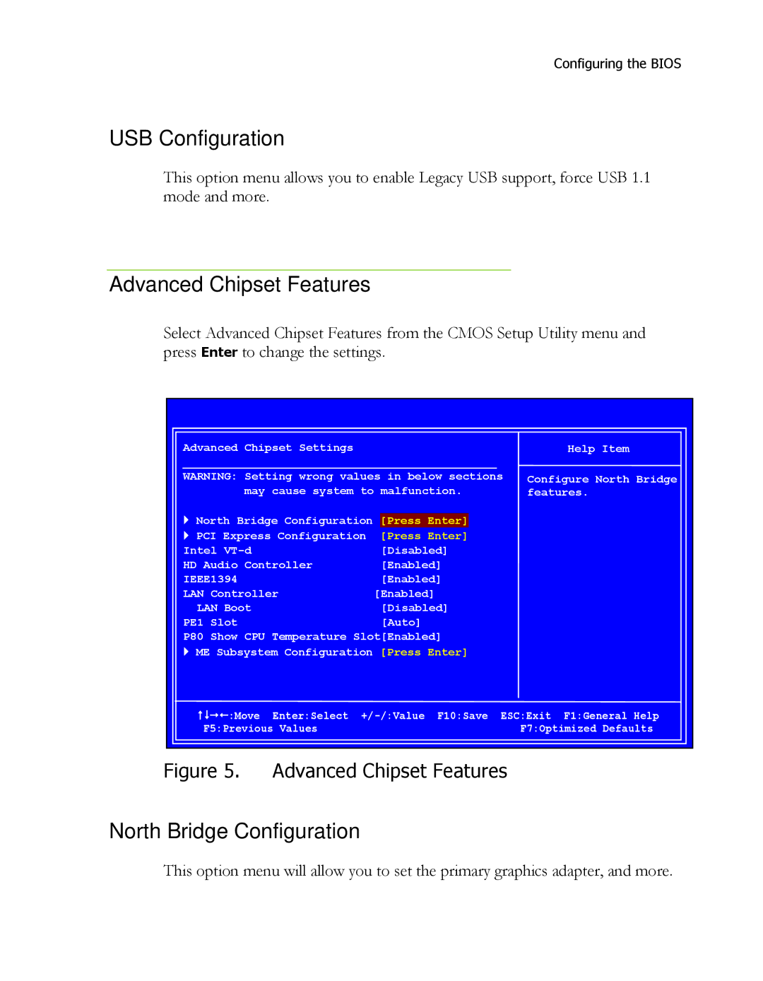 EVGA 121-LF-E652, P55 manual USB Configuration, Advanced Chipset Features, North Bridge Configuration 