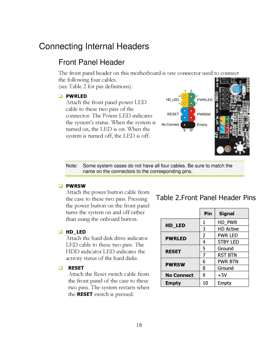 EVGA P55 Classified 200, 160-LF-E659 manual Connecting Internal Headers, Front Panel Header 