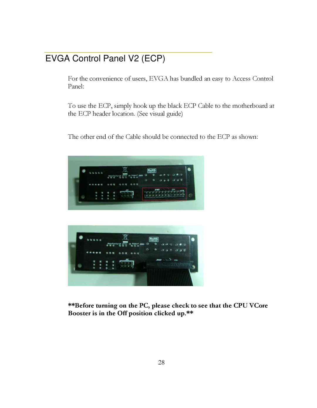 EVGA P55 FTW 200, 141-LF-E658 manual Evga Control Panel V2 ECP 