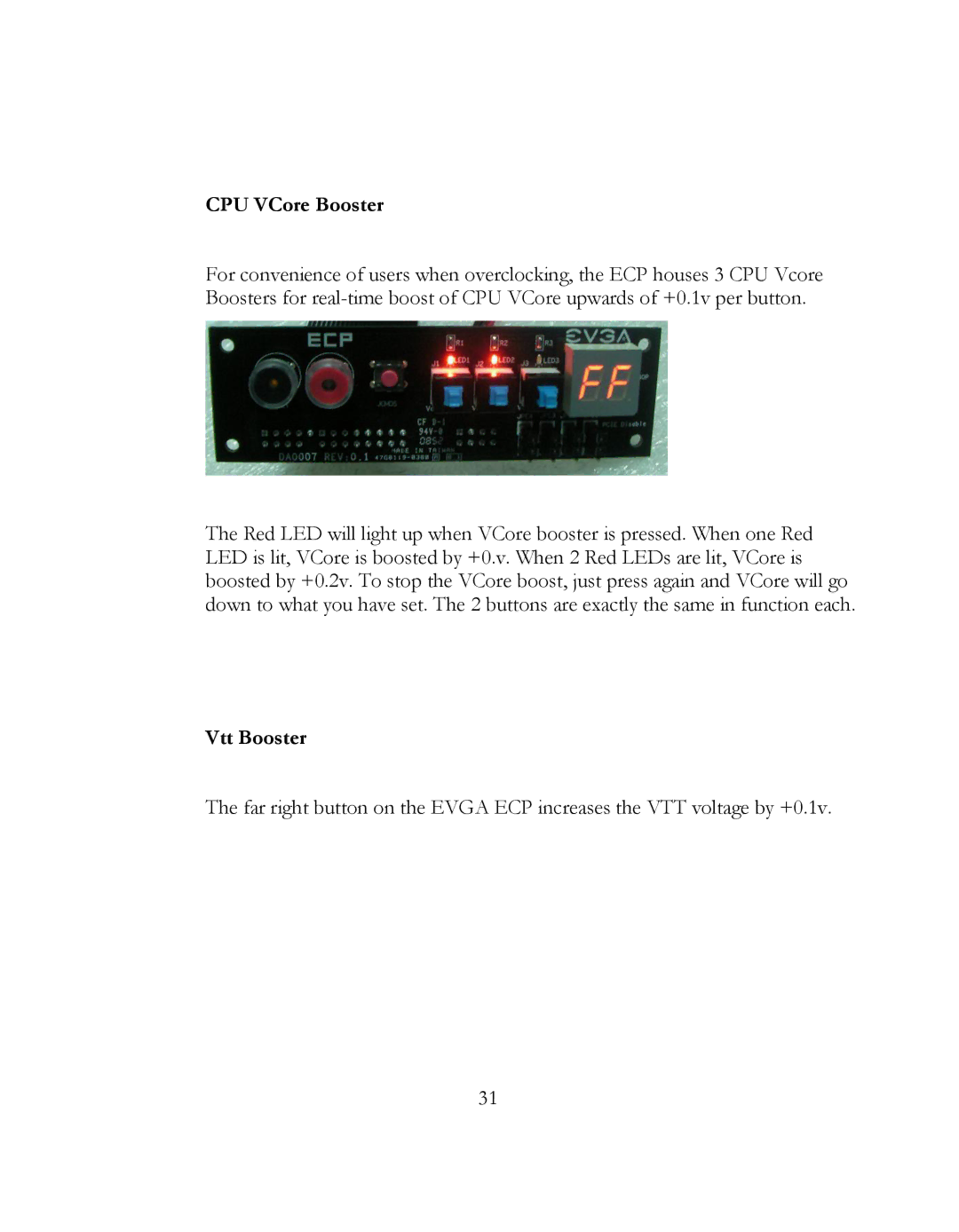 EVGA 141-LF-E658, P55 FTW 200 manual Vtt Booster 