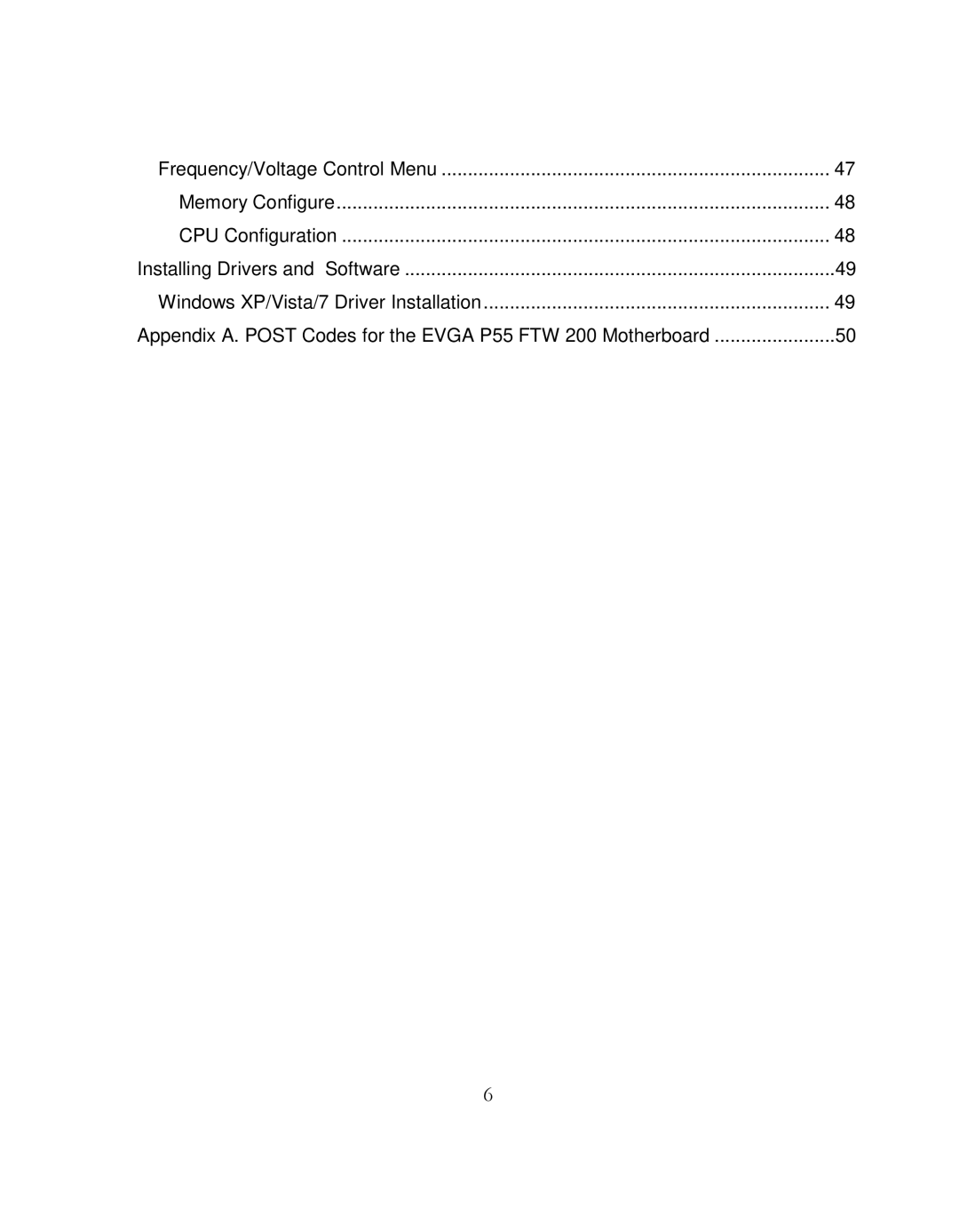 EVGA P55 FTW 200, 141-LF-E658 manual Memory Configure CPU Configuration 