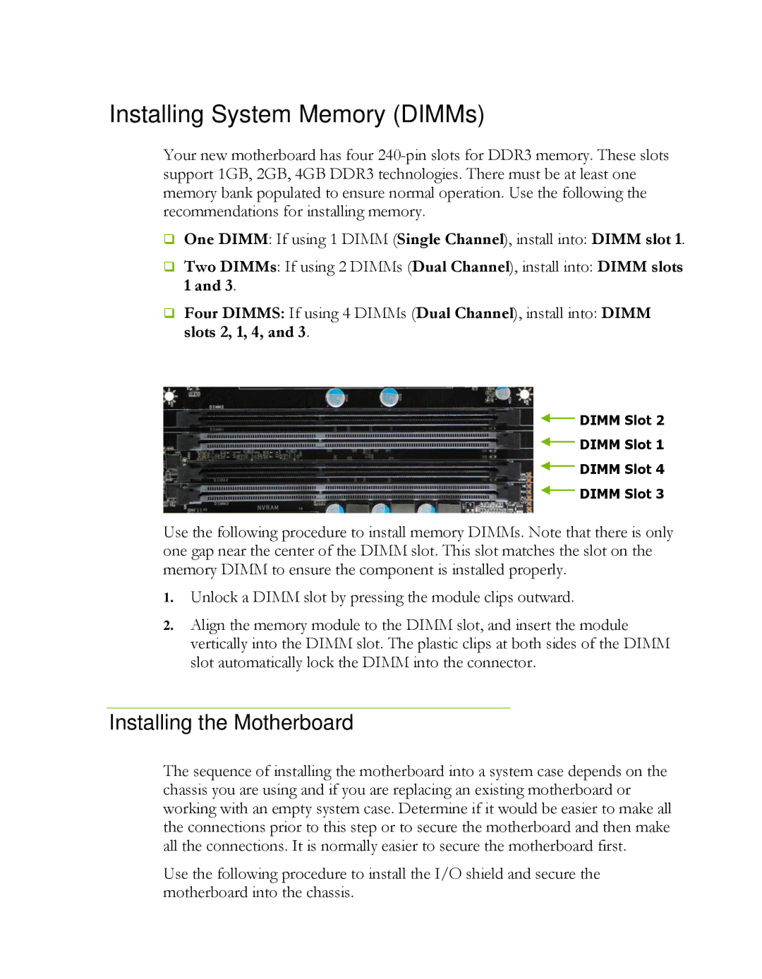 EVGA P55 FTW manual Installing System Memory DIMMs, Installing the Motherboard 