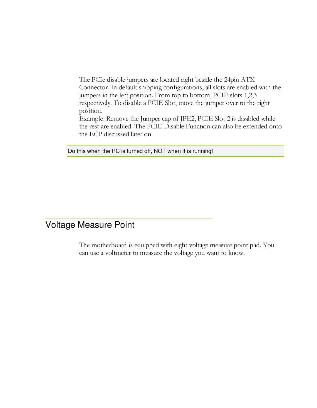 EVGA P55 FTW manual Voltage Measure Point 