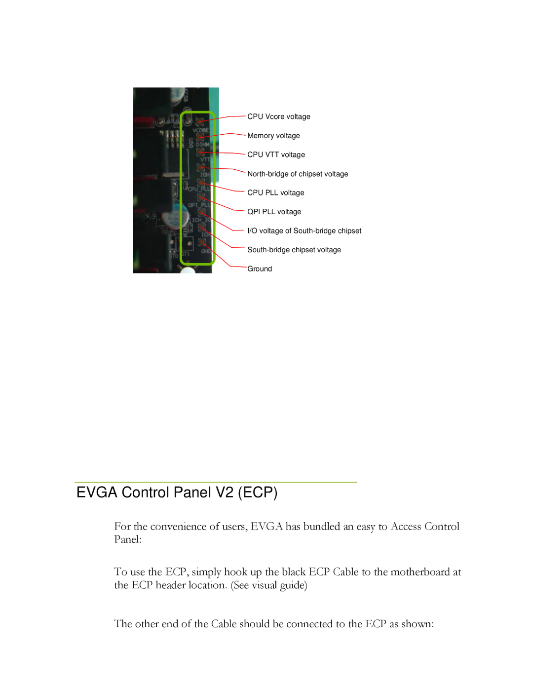 EVGA P55 FTW manual Evga Control Panel V2 ECP 