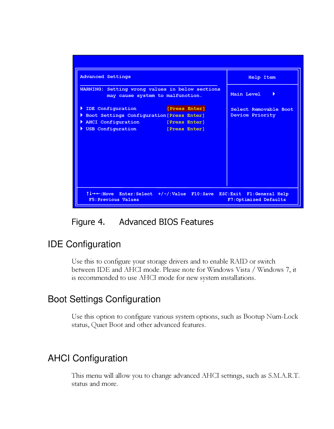 EVGA P55 FTW manual IDE Configuration, Boot Settings Configuration, Ahci Configuration 