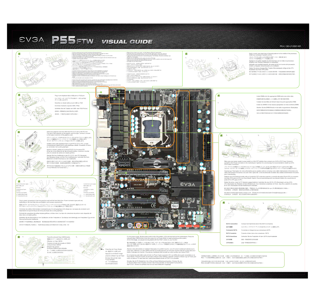 EVGA 132-LF-E657-KR manual 請連接一個鍵盤到USB接頭或PS/2接頭。, 请连接一个键盘到USB接口或PS/2接口。, 請將您的顯示卡插入PCI-E 2.0或PCI插槽。應該使用的插槽型式取決於 