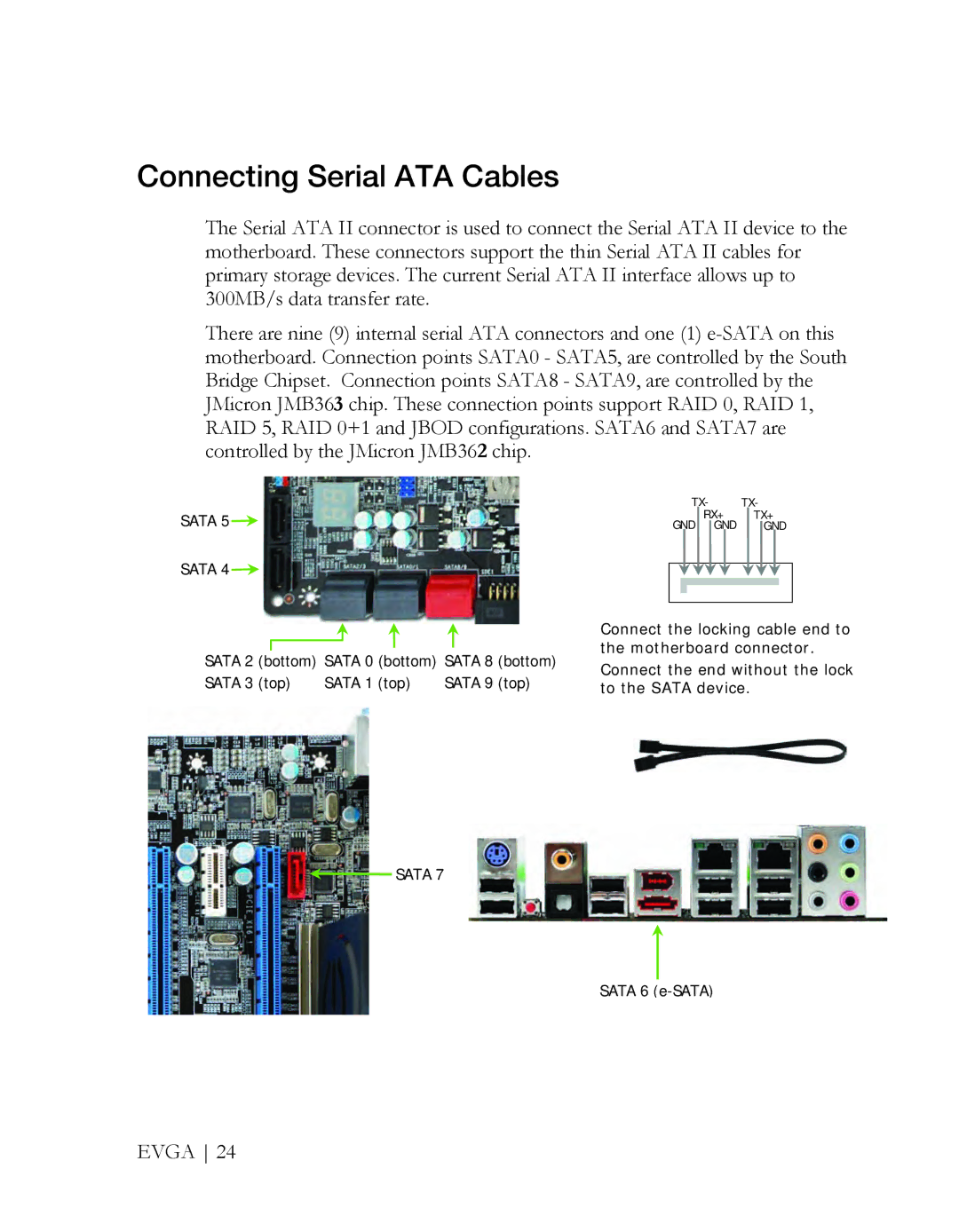 EVGA X58 3X SLI manual Connecting Serial ATA Cables 