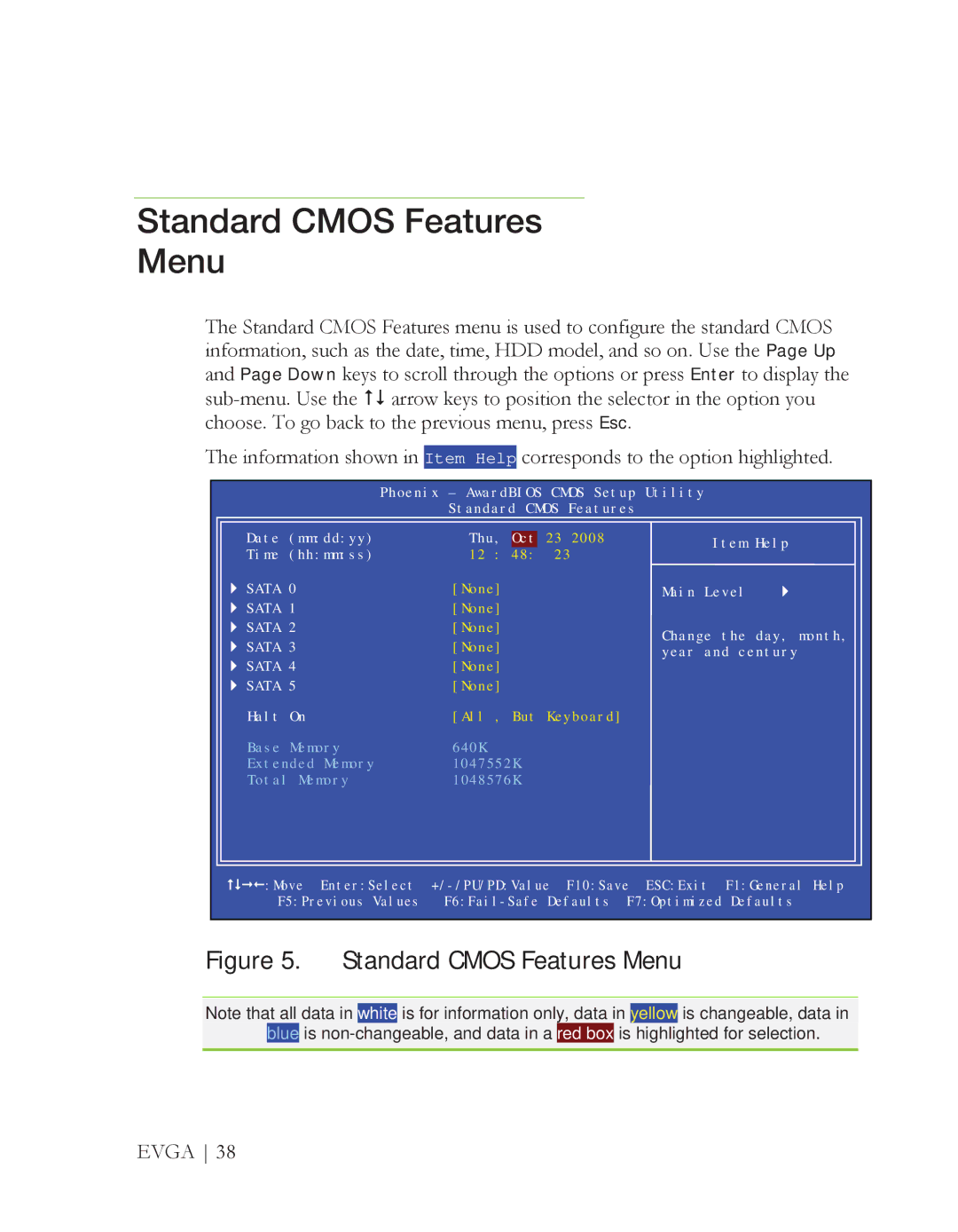 EVGA X58 3X SLI manual Standard Cmos Features Menu, Halt On 