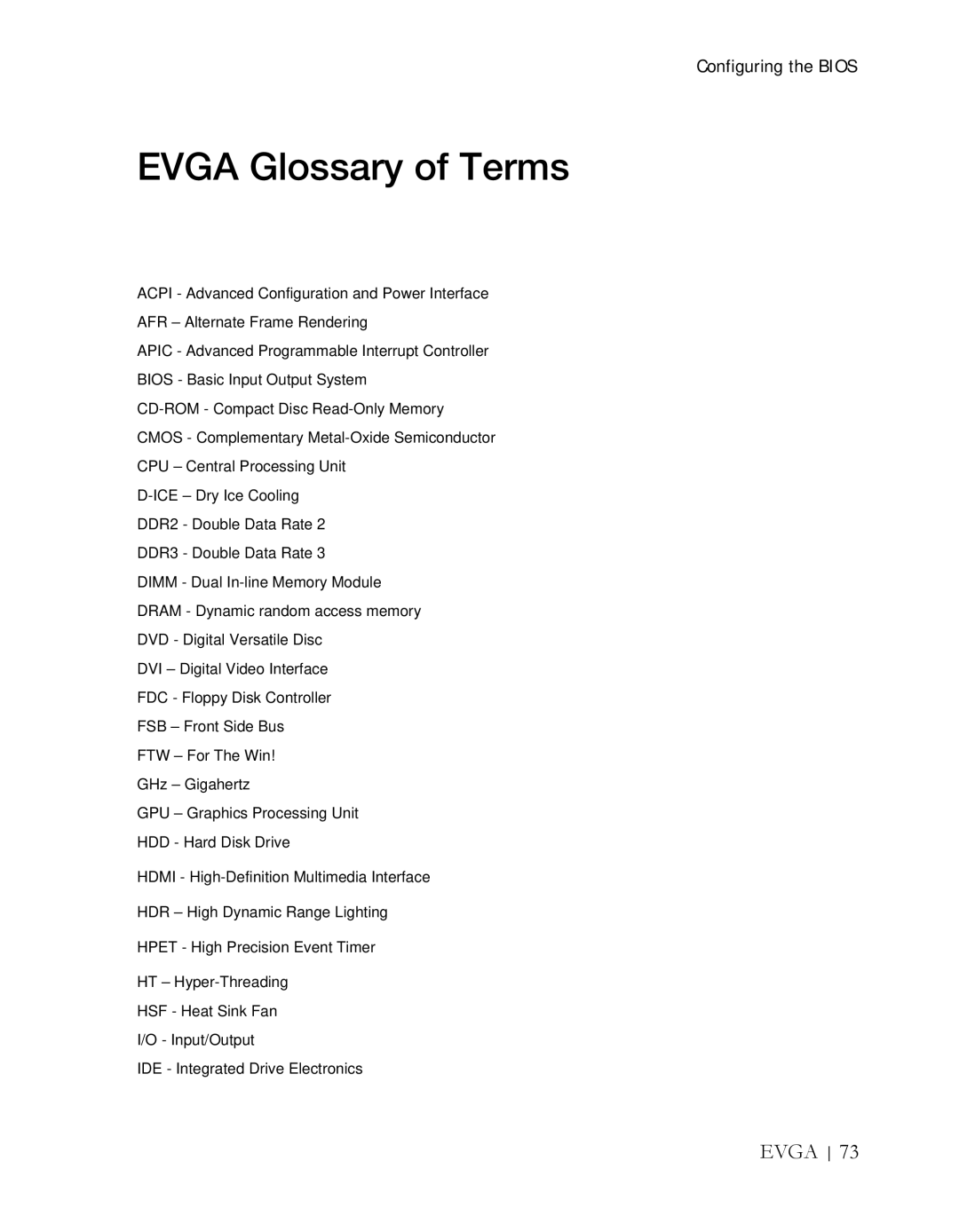 EVGA X58 3X SLI manual Evga Glossary of Terms 