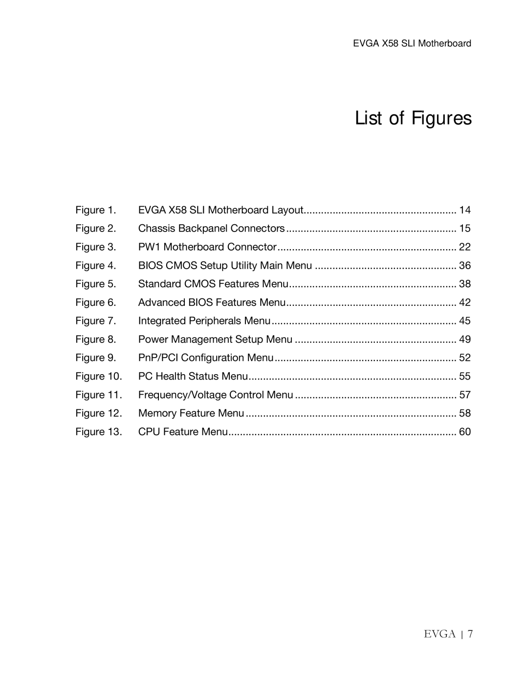 EVGA X58 3X SLI manual List of Figures 