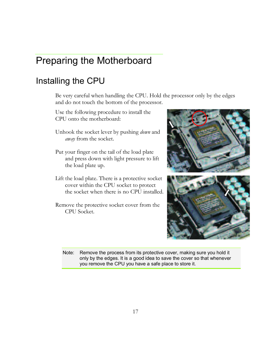 EVGA X58 SLI Micro, 121-BL-E756 manual Preparing the Motherboard, Installing the CPU 