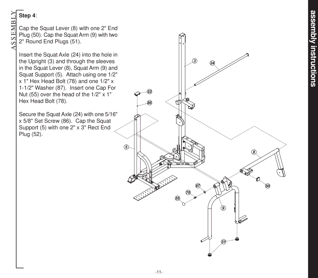 Evo Fitness 50551 owner manual Assembly instructions 