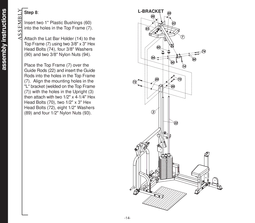 Evo Fitness 50551 owner manual Bracket 