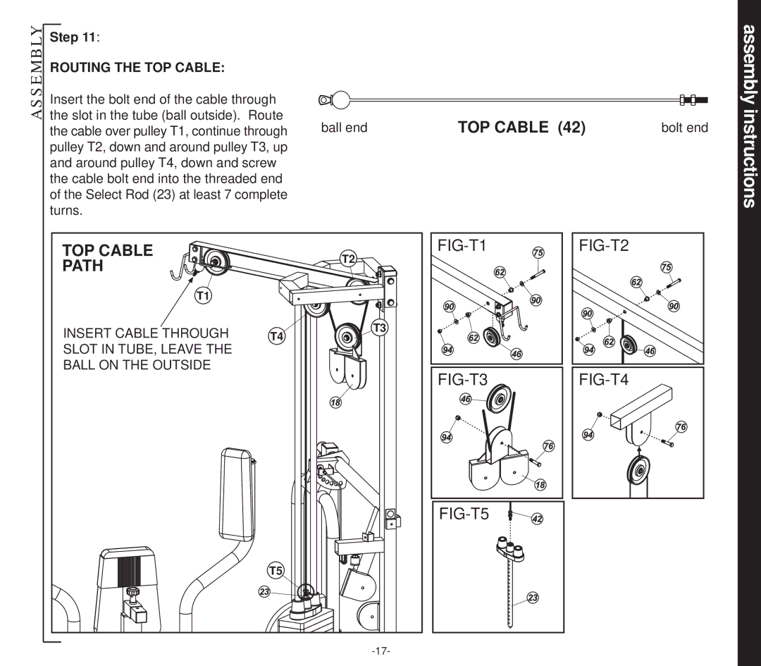 Evo Fitness 50551 owner manual TOP Cable Path 