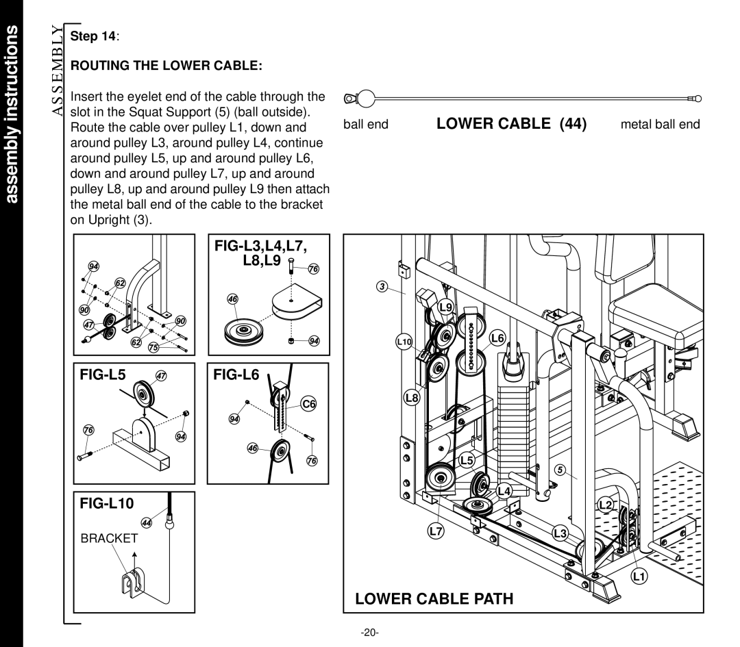 Evo Fitness 50551 owner manual Routing the Lower Cable 