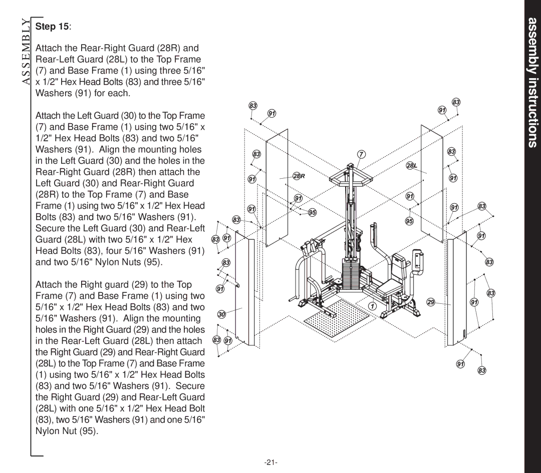 Evo Fitness 50551 owner manual Assembly instructions 