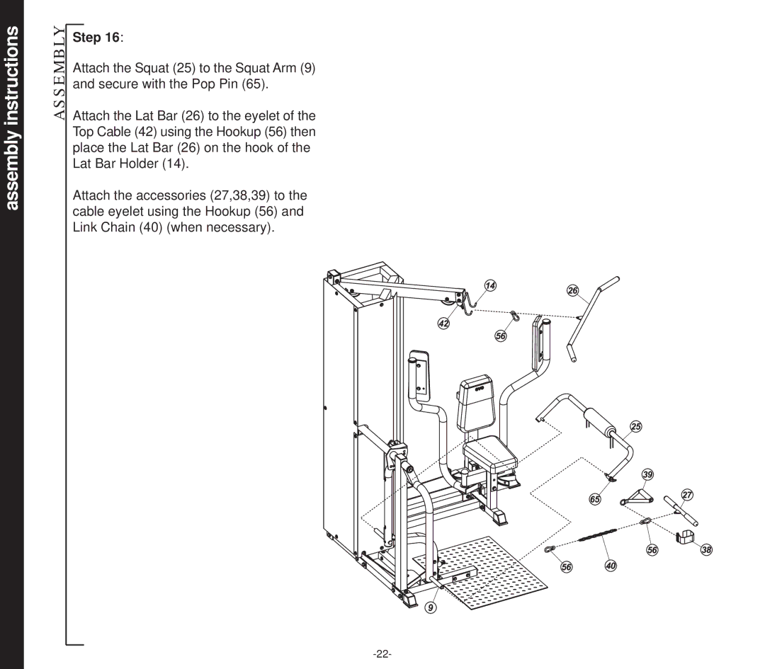 Evo Fitness 50551 owner manual Assembly instructions 