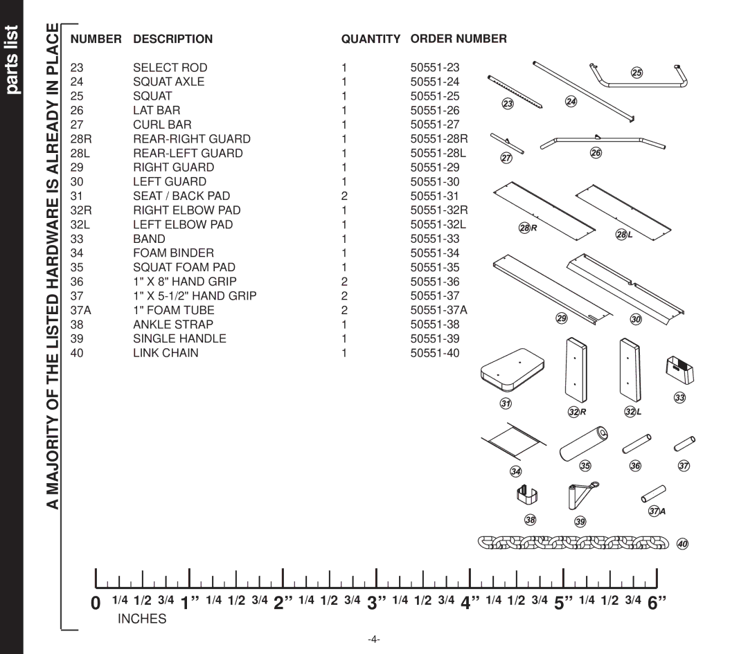 Evo Fitness 50551 owner manual Place, Majority of the Listed Hardware is Already 